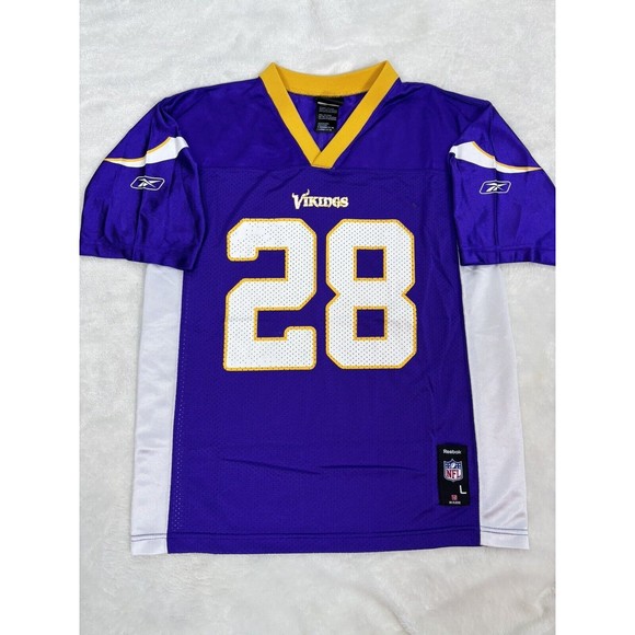 Adrian Peterson MINNESOTA VIKINGS Jersey Youth Large 14-16 #28 L Purple REEBOK - Picture 1 of 9